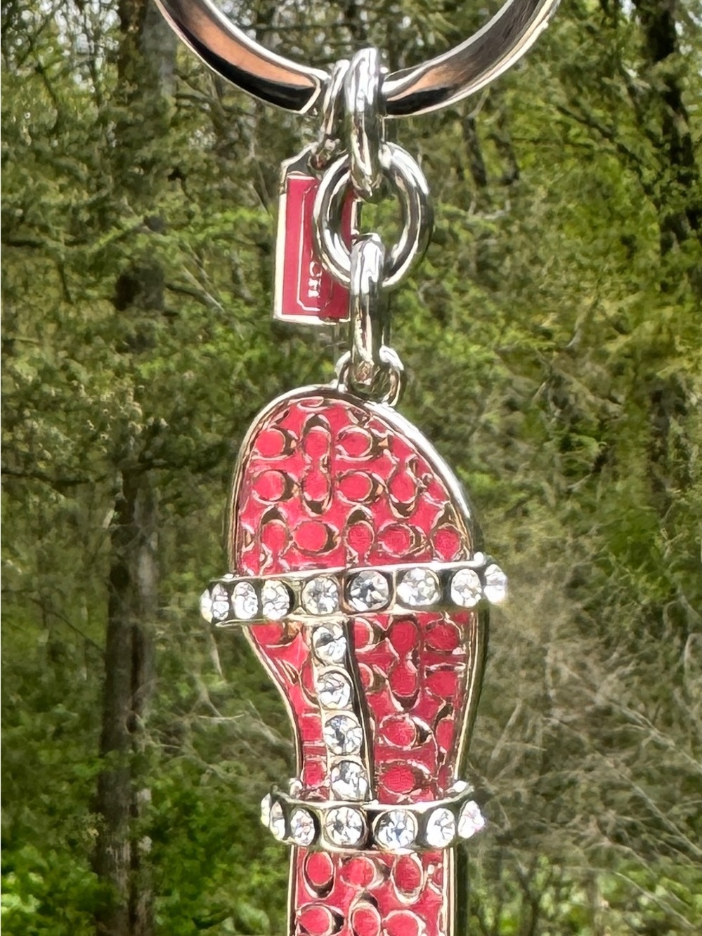 Coach Pink Signature Sandal Keychain Charm Rhinestone Flip Flop Key Fob Y2K NWOT - Picture 10 of 10